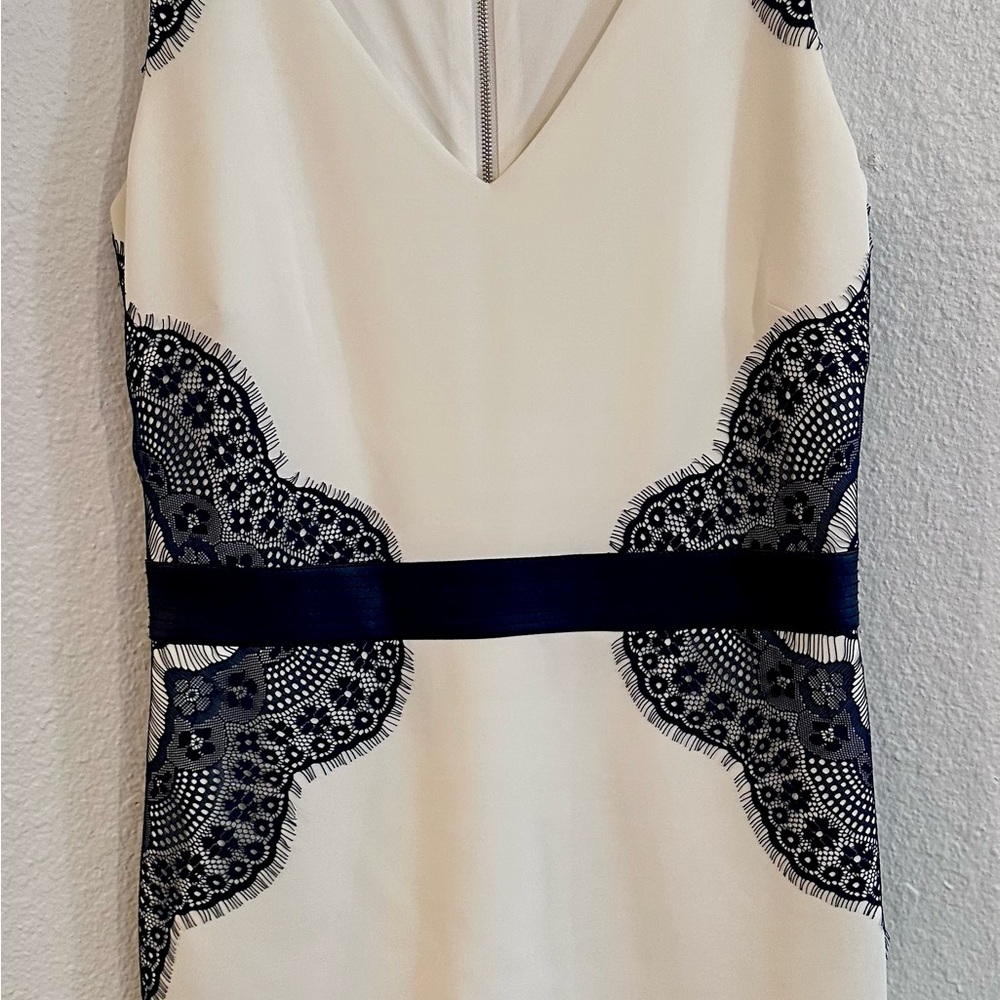 Guess Cream and Navy Patterned Mini Dress